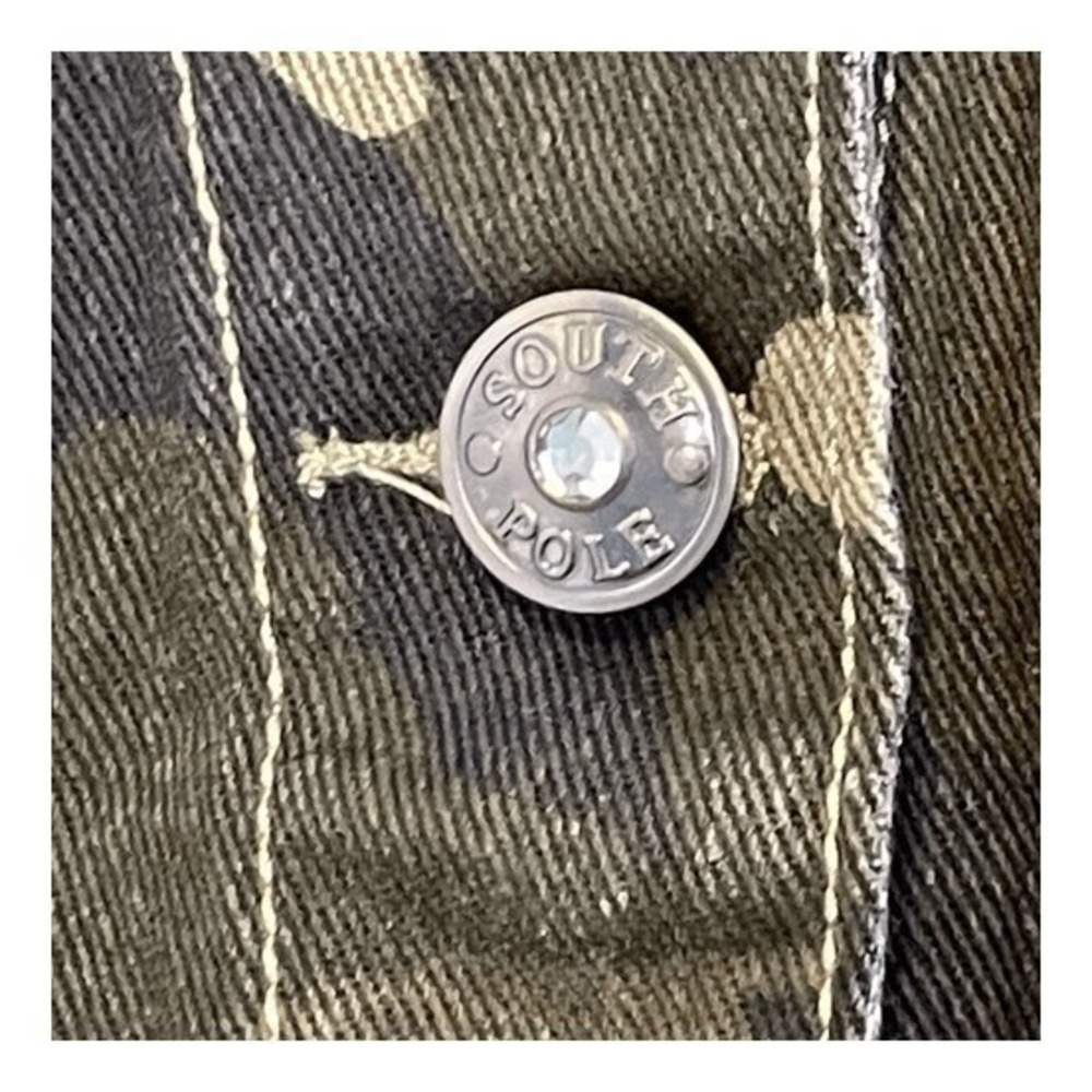 Y2K Southpole Cropped Camo Print‎ Denim Vest Green Sleeveless Button Down M - Picture 5 of 9